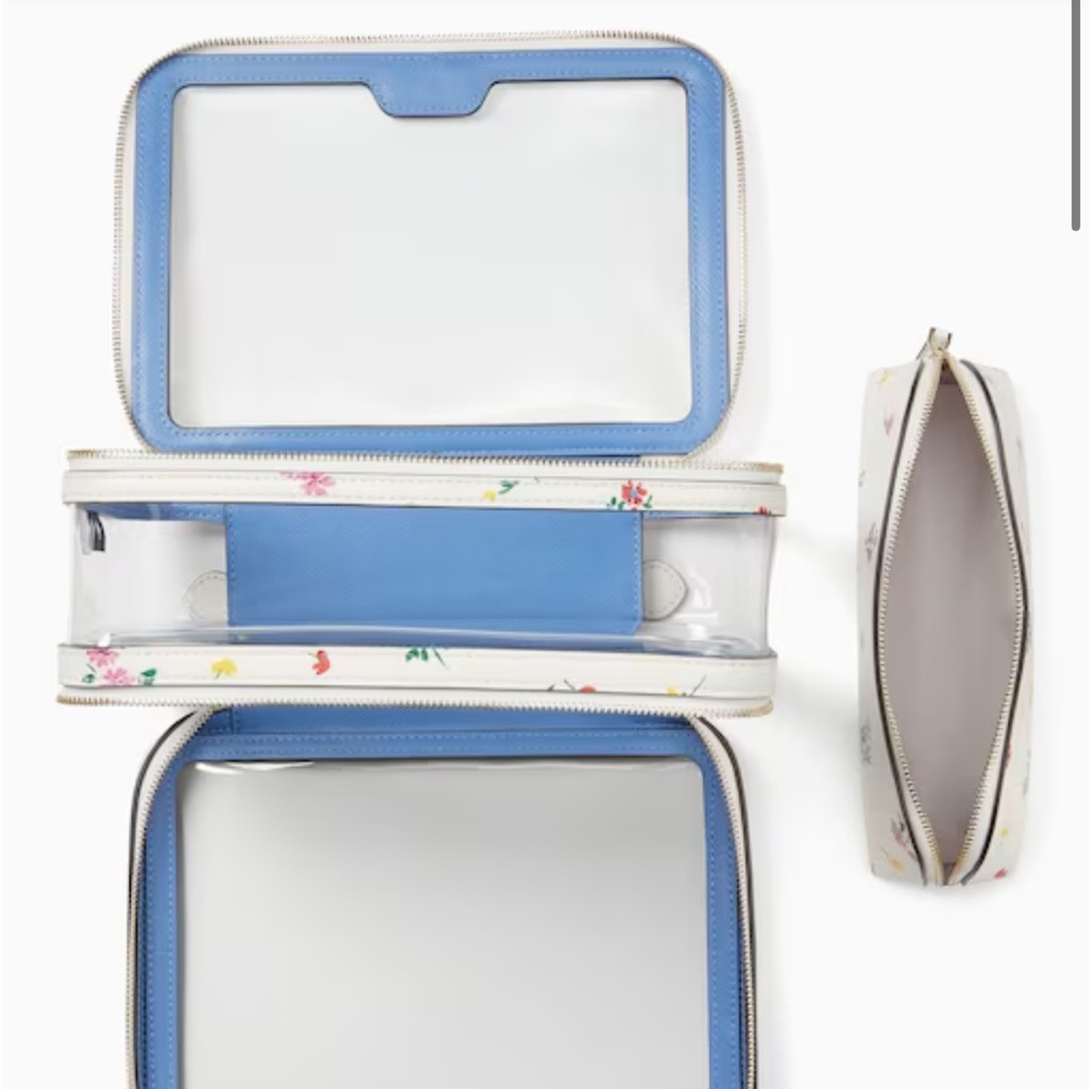 Kate Spade Floral Makeup Case Staci Garden Bouquet Travel Cosmetic Set of 2 NWT - Picture 2 of 8